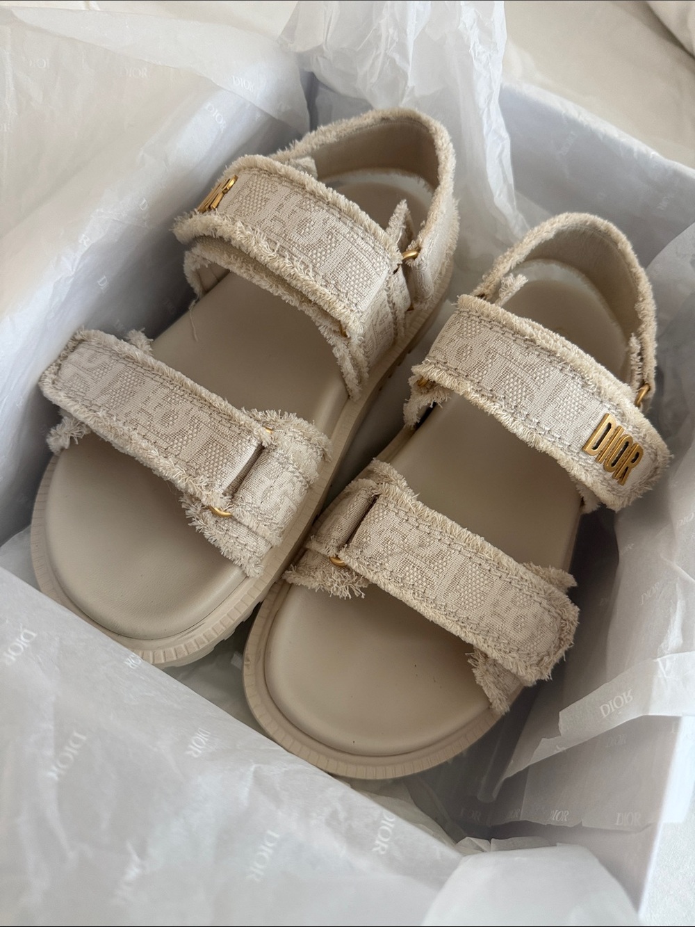 Dior Beige Textured Sandals - Picture 8 of 15